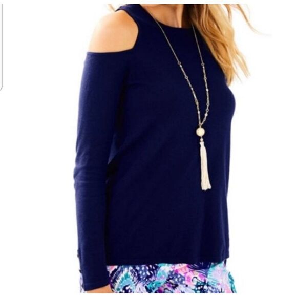 NWT Lilly Pulitzer Lyon Sweater True Navy sz Large - Picture 1 of 5